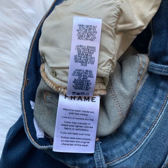Frame Denim Le Skinny De Jeanne Frayed Triangle-Hem Jeans Size 25 - Picture 10 of 12